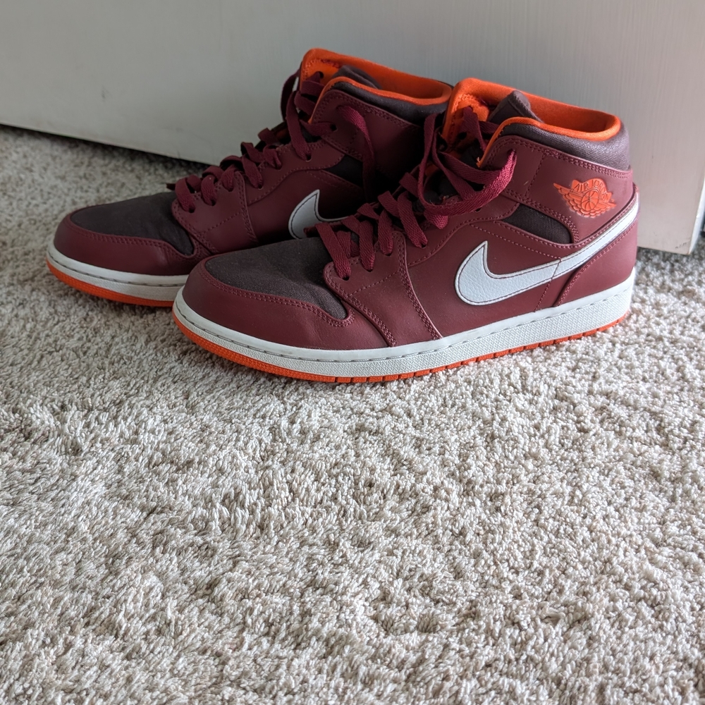 Nike Burgundy and Orange High-Top Sneakers